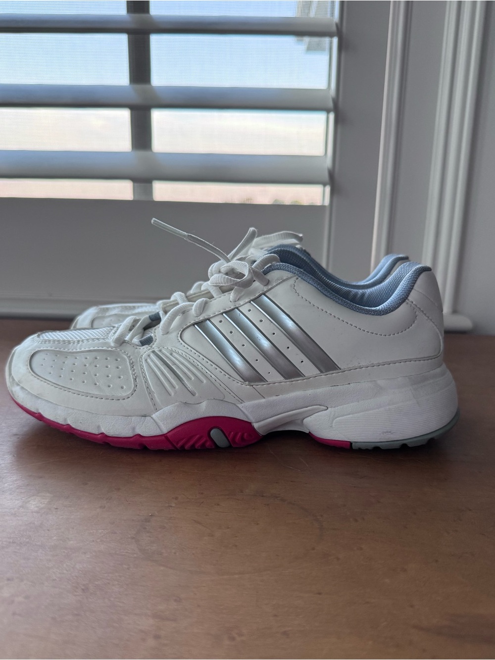 adidas White Silver Pink Athletic Shoes